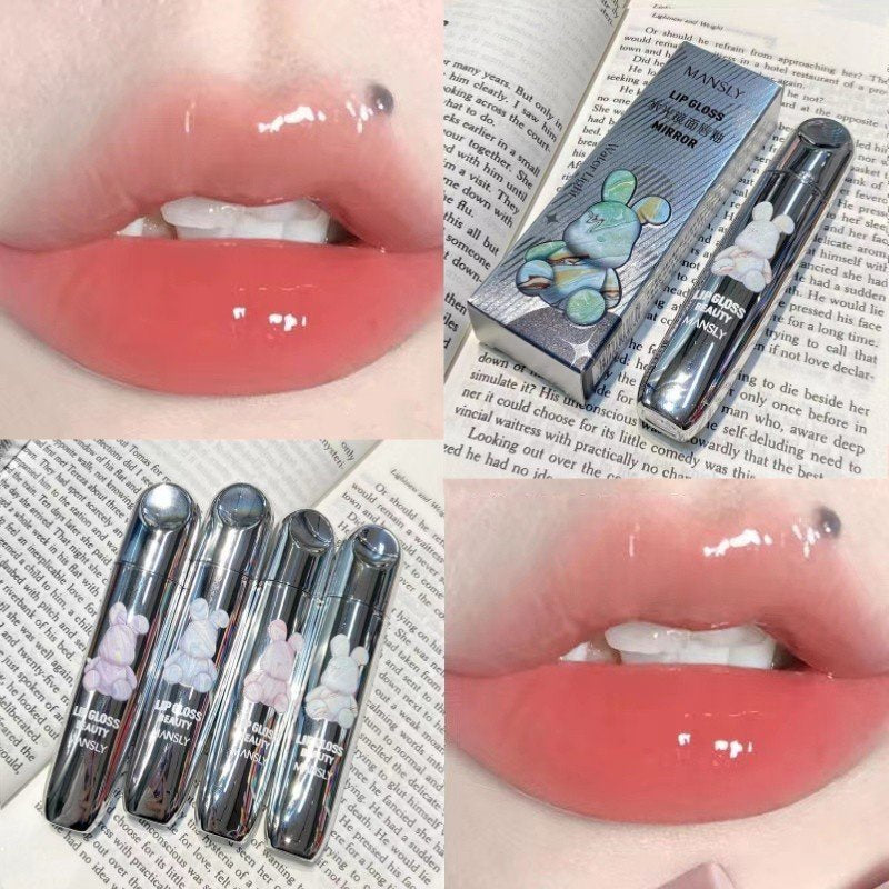 Silver Bear Lip Gloss Mirror Surface Moisturize Moisturizing Water Proof Lipstick