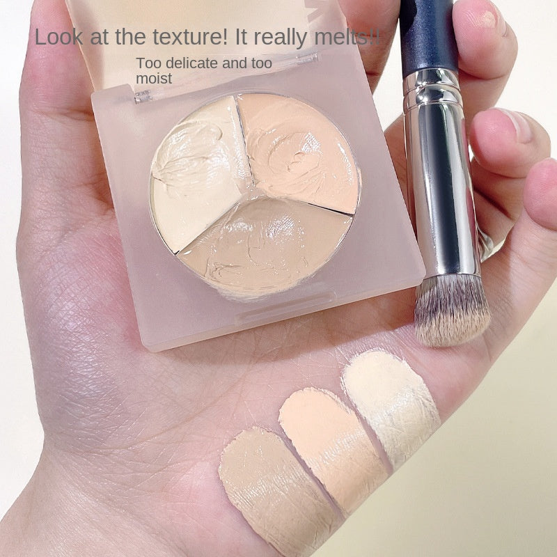 Kakashow Tricolor Concealer Brighten Water Proof Nature Covering Spot Dark Circles Concealer