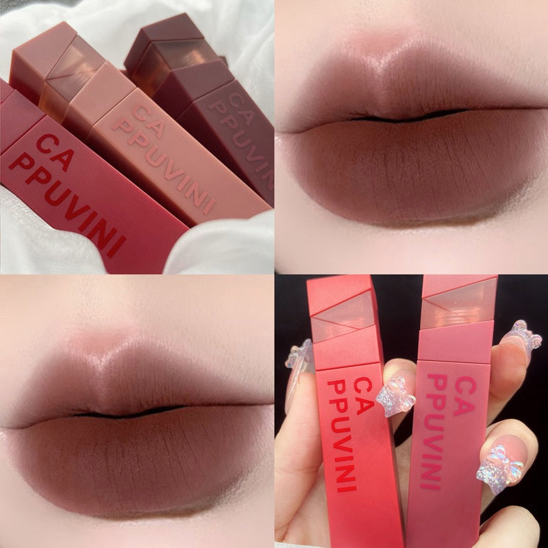 Cappuvini Lip Gloss Velvet Matte Water Proof Lasting Not Easy To Fade Red-brown Lipstick