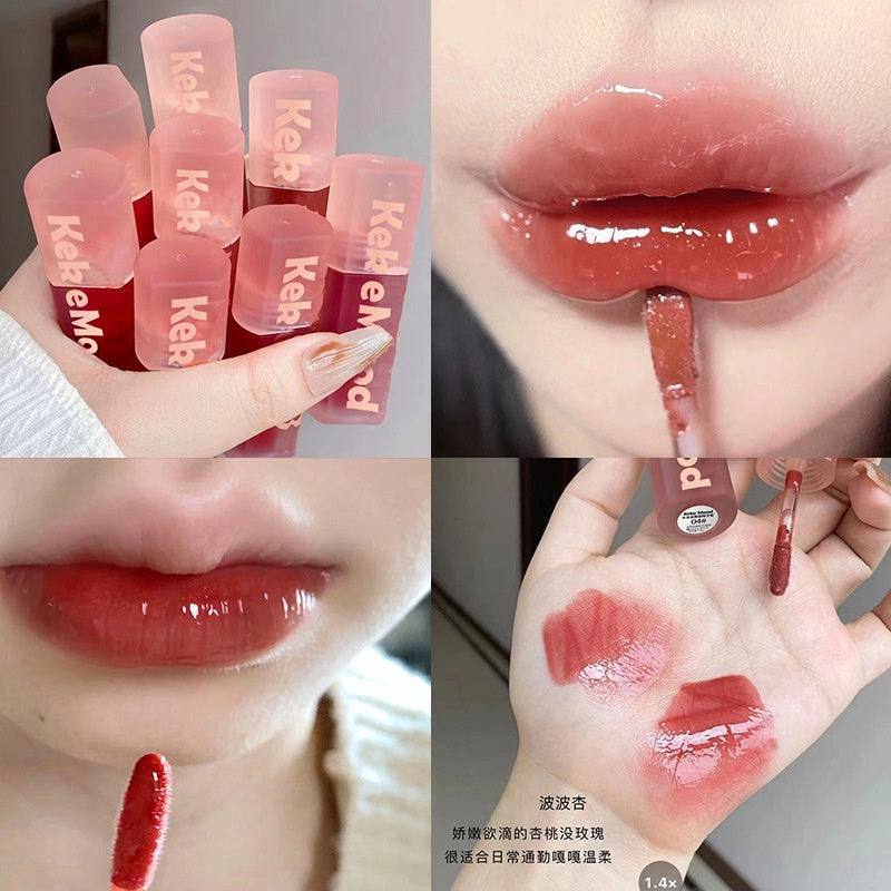 Kekemood Lip Gloss Square Tube Mirror Surface Moisturize Moisturizing Water Proof Lasting Lipstick