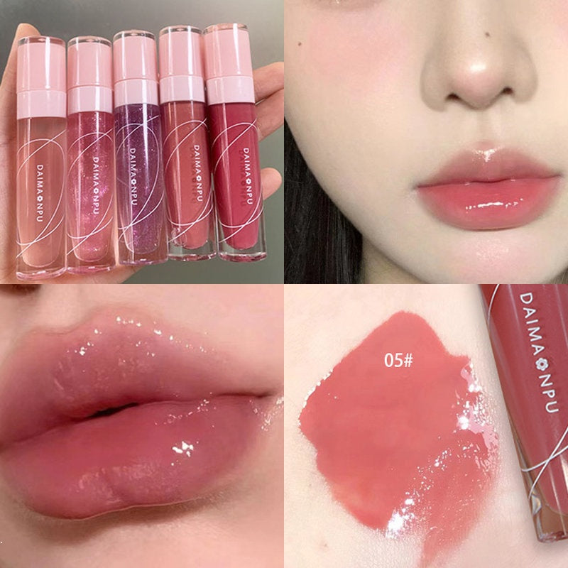 DAIMANPU Lip Gloss Lip Oil Moisturizing Moisturize Water Proof Lasting Mirror Surface Lip Gloss