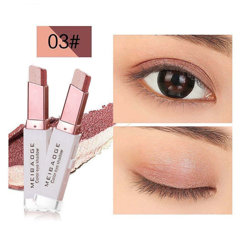 MEIBAOGE Dual -color Eye Shadow Stick Makeup Eye Shadow Pearlescent  Matte Water Proof Lasting Eye Shadow