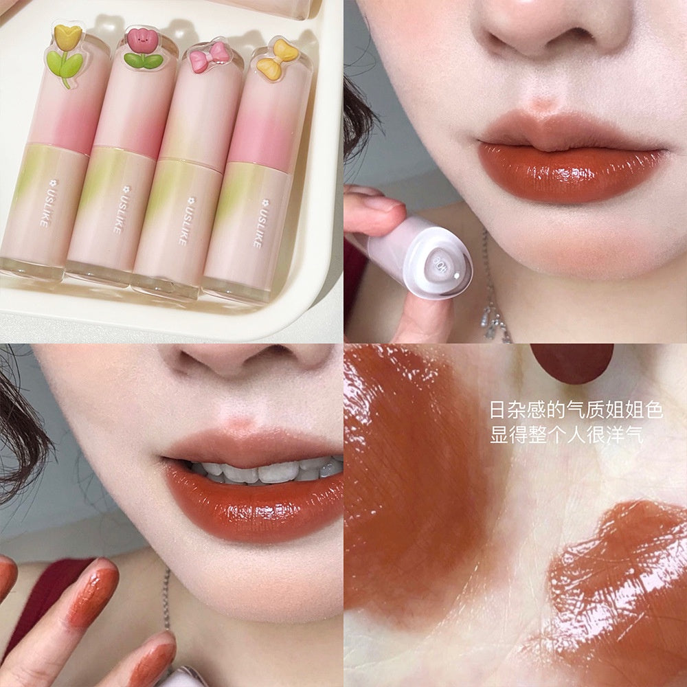 Kekemood Lipstick Colored Round Tube Mirror Surface Moisturize Moisturizing Water Proof Lasting Nature Lip Gloss