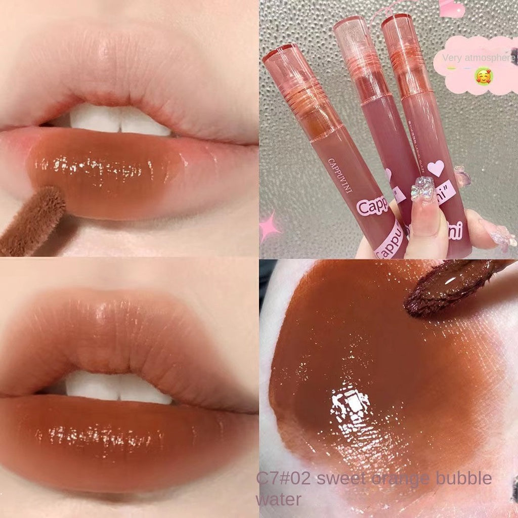 Cappuvini Lip Gloss Mirror Surface Purple Circular Tube Lip Glaze Moisturize Moisturizing Water Proof Lipstick