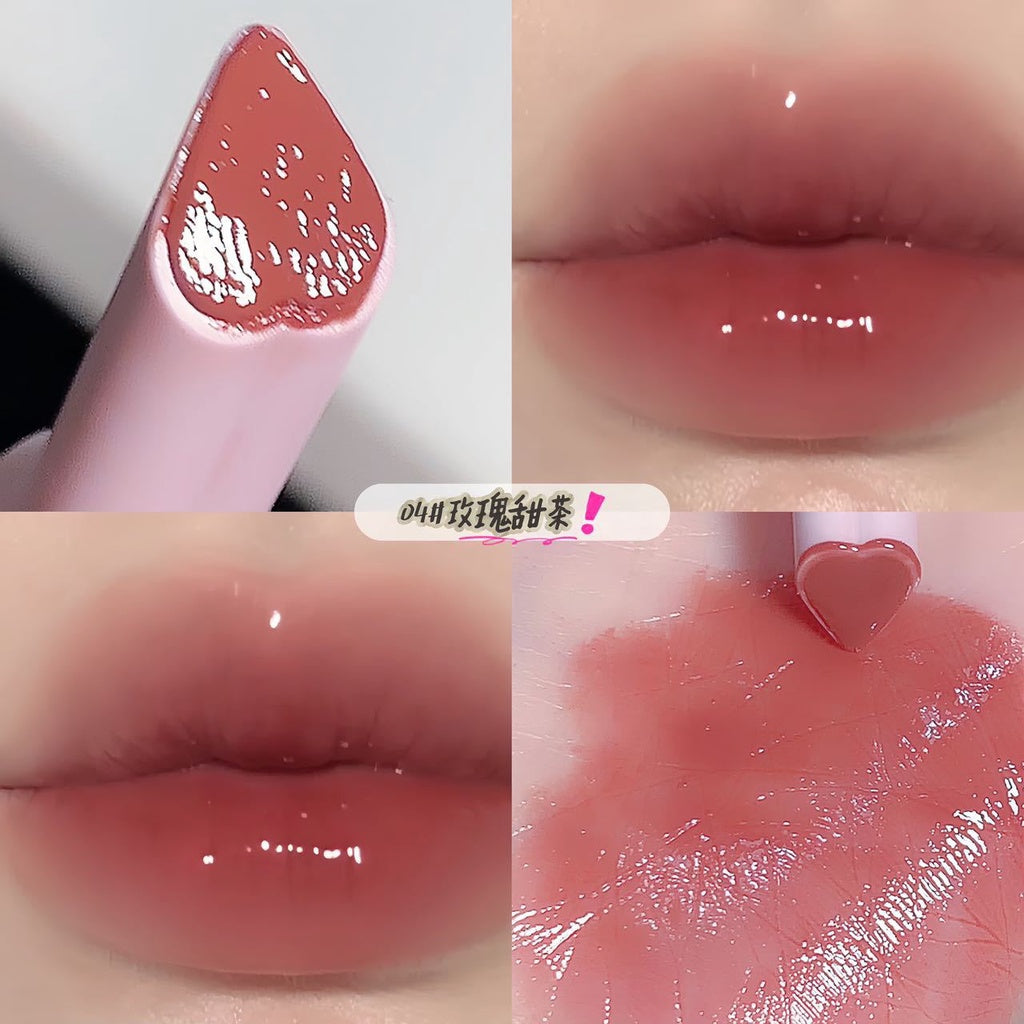 SWEET MINT Heart -shaped Lipstick Mirror Surface Moisturize Moisturizing Water Proof Lasting Not Easy To Fade Lip Gloss