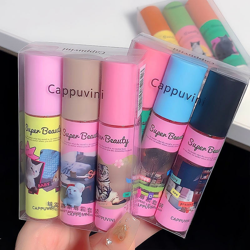 "Flortte" Same Style CAPPUVINI Cute Kitten Lip Gloss Matte Velvet Water Proof Lipstick