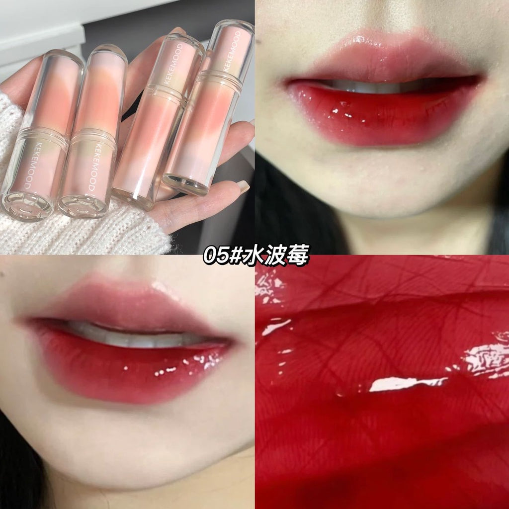 Kekemood Lipstick Colored Round Tube Mirror Surface Moisturize Moisturizing Water Proof Lasting Nature Lip Gloss