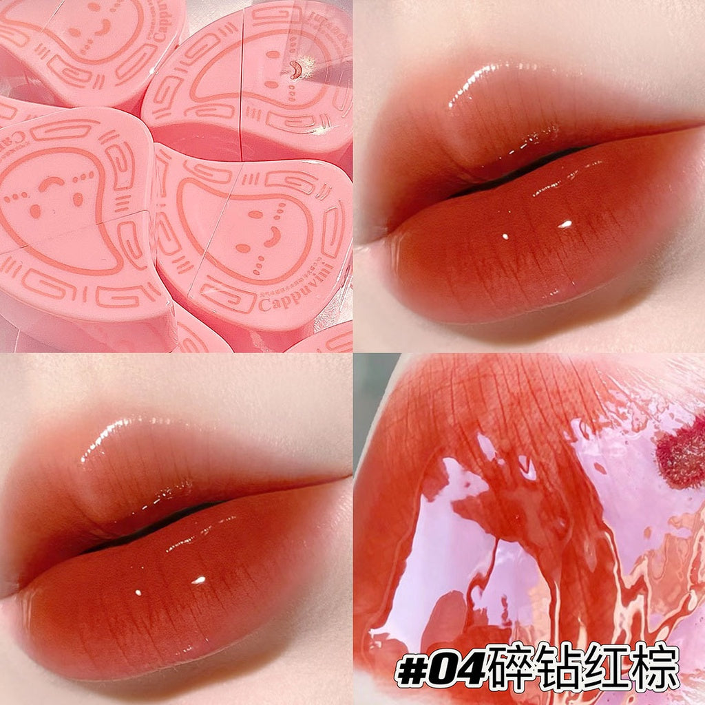 Cappuvini Flower Lip Gloss Fruit Flavour Mirror Surface Moisturize Moisturizing Water Proof Lasting Not Easy To Fade Lipstick