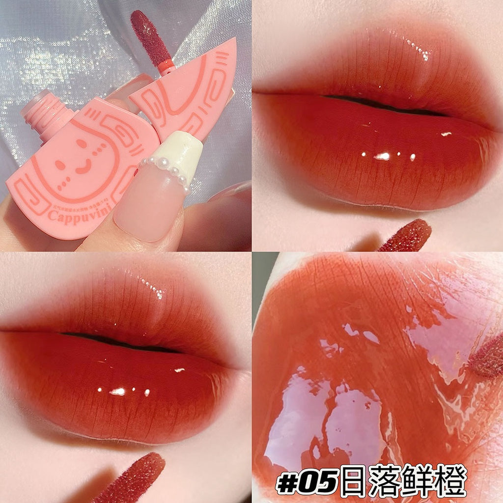 Cappuvini Flower Lip Gloss Fruit Flavour Mirror Surface Moisturize Moisturizing Water Proof Lasting Not Easy To Fade Lipstick