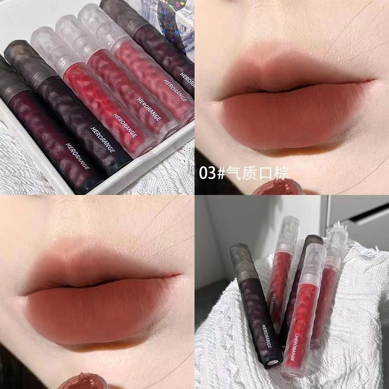 HERORANGE Lip Gloss Frosted Matte Lip Glaze Water Proof Lasting Nature Lipstick