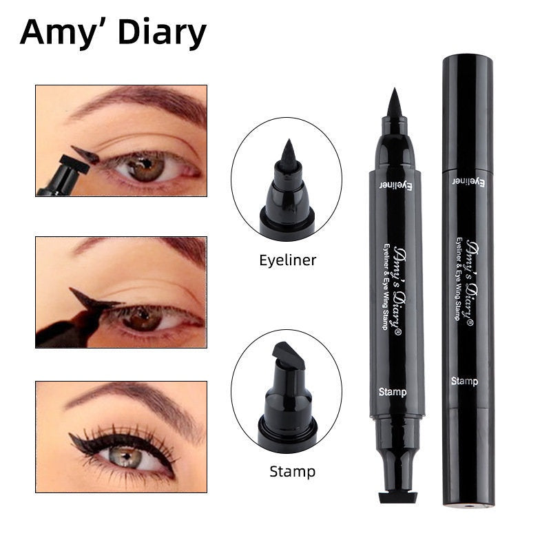 Eyeliner Double Head Triangle Water Proof Quick Drying Novice Portable Eye Makeup Liquid Eyeliner