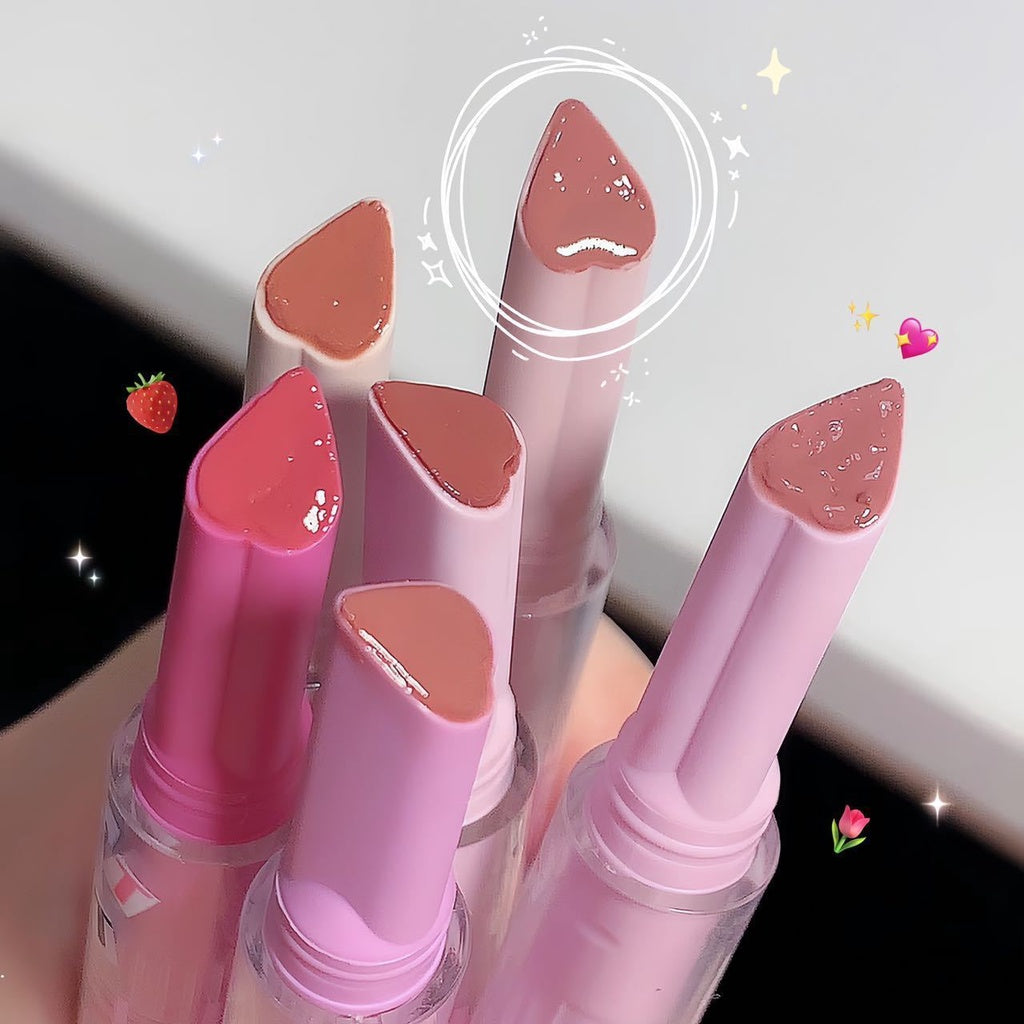 SWEET MINT Heart -shaped Lipstick Mirror Surface Moisturize Moisturizing Water Proof Lasting Not Easy To Fade Lip Gloss