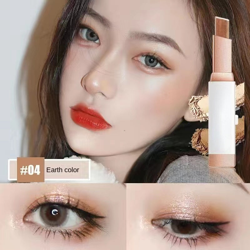 Eye Shadow Stick Two-color Convenient Nature Pearlescent Glitter Water Proof Sweatproof Lasting Not Easy To Fade Eye Shadow Pencil