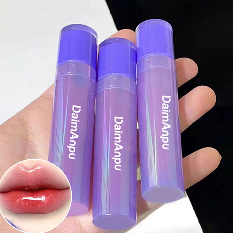 DAIMANPU Purple Lip Gloss Mirror Surface Moisturize Moisturizing Water Proof Lasting Lipstick