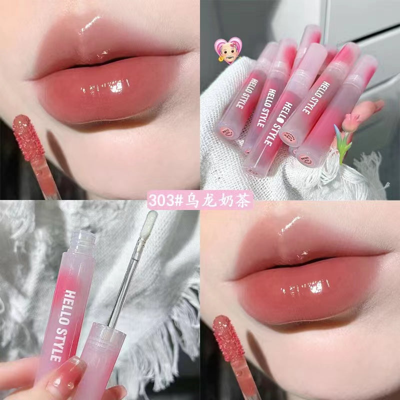 Hello Style Pink Lip Gloss Mirror Surface Lasting Moisturize Moisturizing Water Proof Lipstick