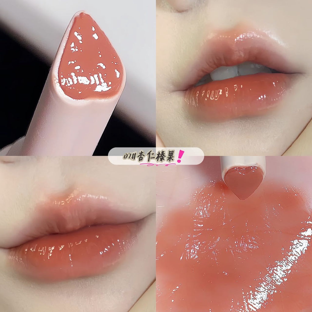 SWEET MINT Heart -shaped Lipstick Mirror Surface Moisturize Moisturizing Water Proof Lasting Not Easy To Fade Lip Gloss