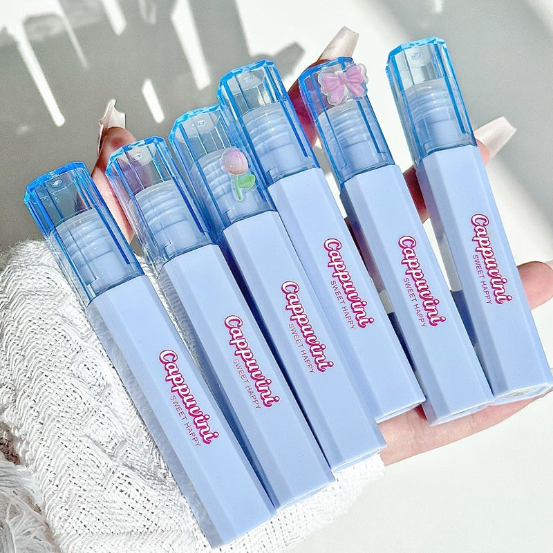 Cappuvini Lip Gloss Blue Square Tube Mirror Surface Moisturize Moisturizing Water Proof Lasting Not Easy To Fade Lipstick