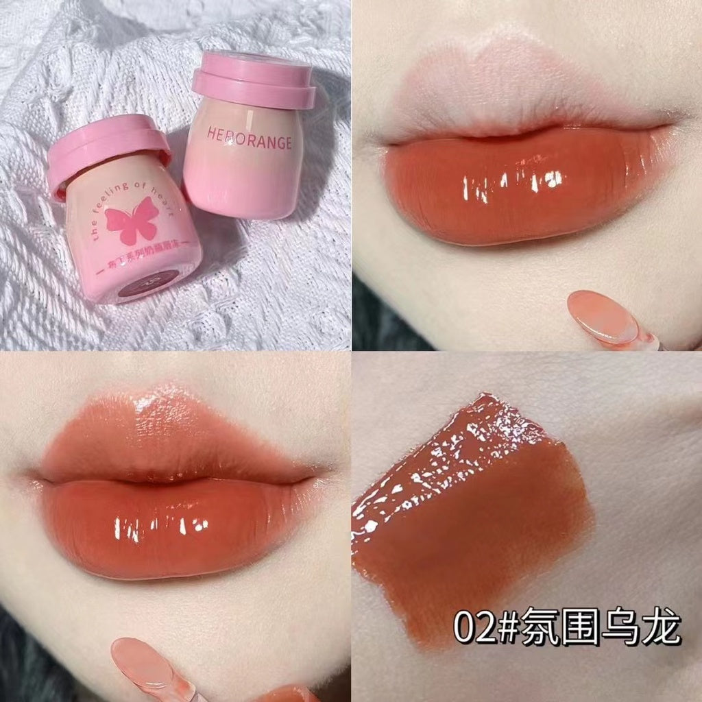 Herorange Butterfly Lipstick Pudding Mirror Surface Moisturizing Moisturize Water Proof Not Easy To Fade Lip Gloss