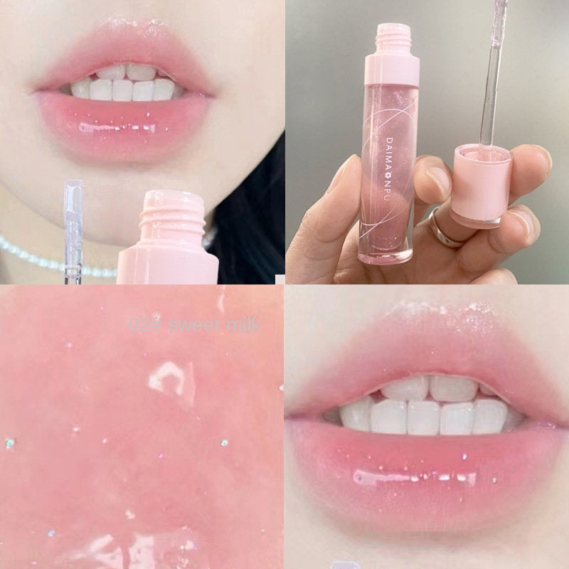 DAIMANPU Lip Gloss Lip Oil Moisturizing Moisturize Water Proof Lasting Mirror Surface Lip Gloss