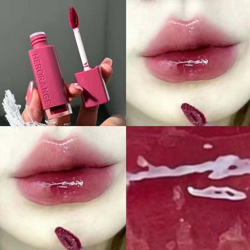 HERORANGE Lip Gloss Mirror Surface Moisturize Not Easy To Fade Water Proof Retro Lipstick