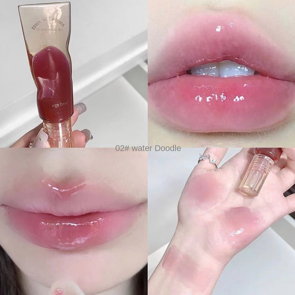 Gege Bear Lip Gloss Mirror Nourish Moisturize Water Proof Lip Oil Lipstick 6-colors