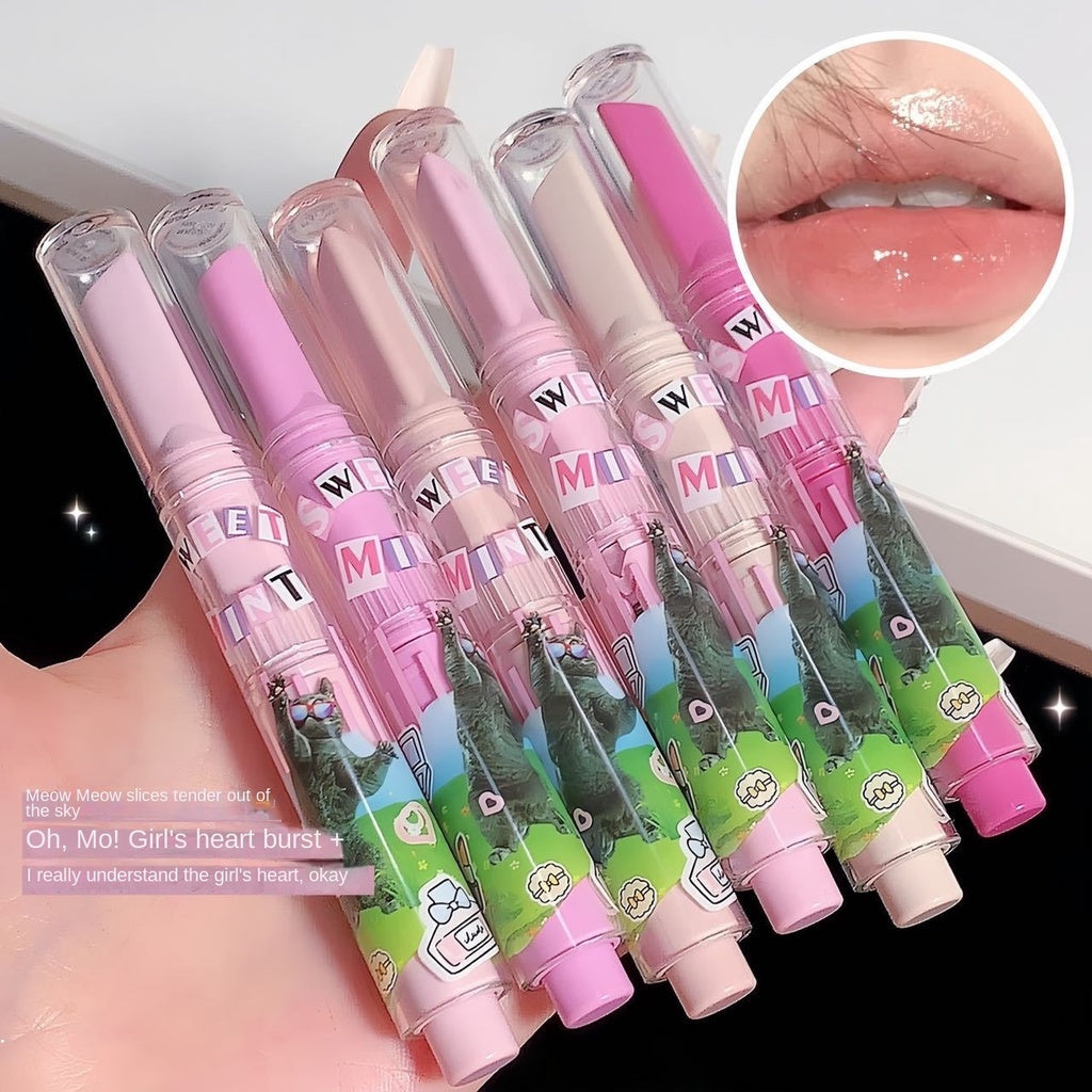 SWEET MINT Heart -shaped Lipstick Mirror Surface Moisturize Moisturizing Water Proof Lasting Not Easy To Fade Lip Gloss