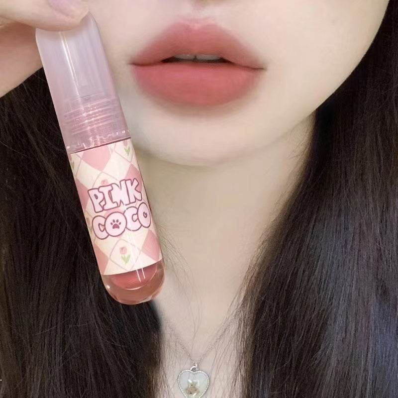 Pinkcoco Lip Gloss Cute Small Round Tube Matte Water Proof Lasting Nature Lipstick