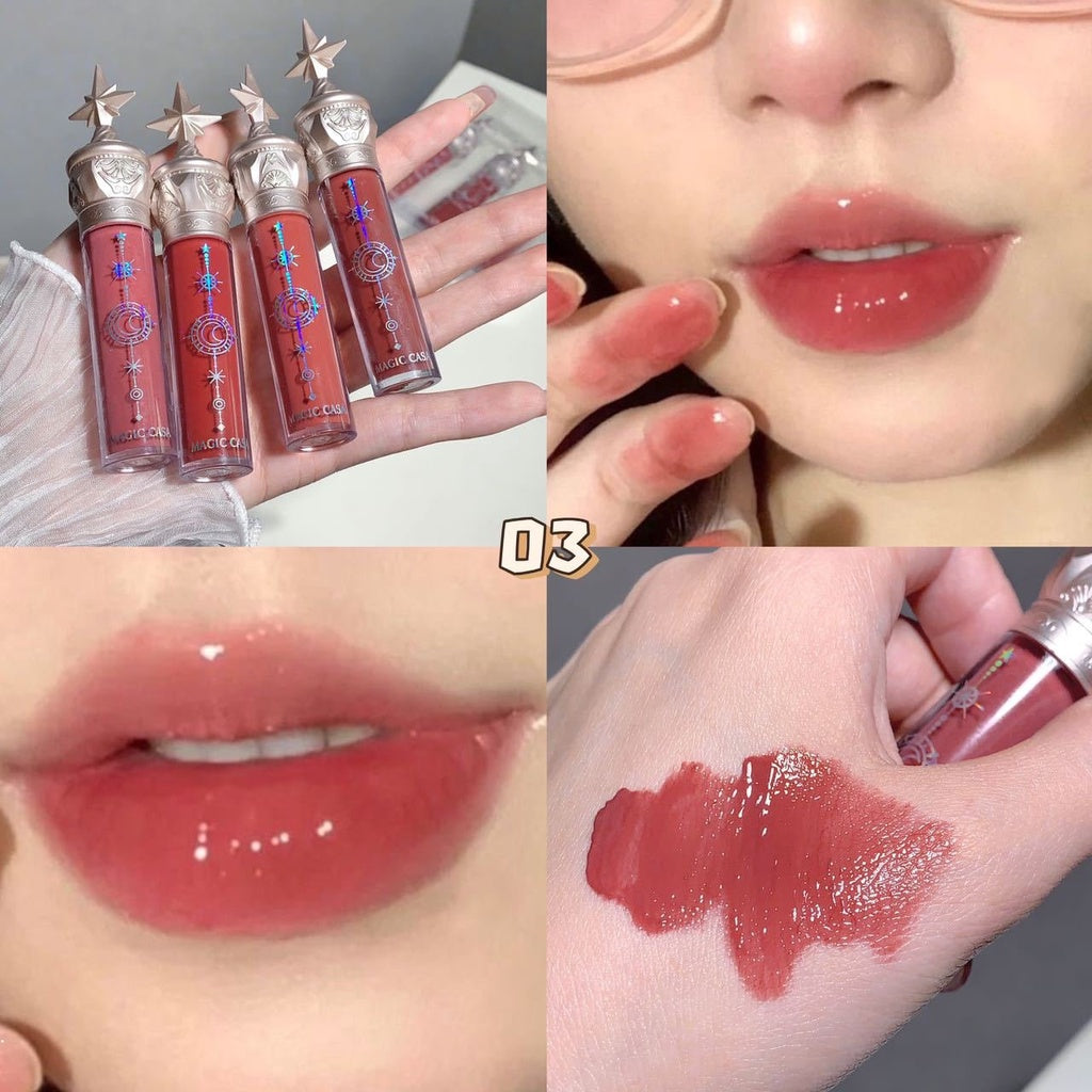 MAGIC CASA Little Stars Mirror Surface Lip Gloss Moisturize Lasting Not Easy To Fade Fast Film Formation Lip Gloss