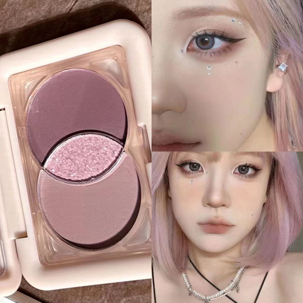 Hello Style Small Square Box Three -color Eye Shadow Plate Pearlescent Sparkling Matte Water Proof Rose Disk Eye Shadow