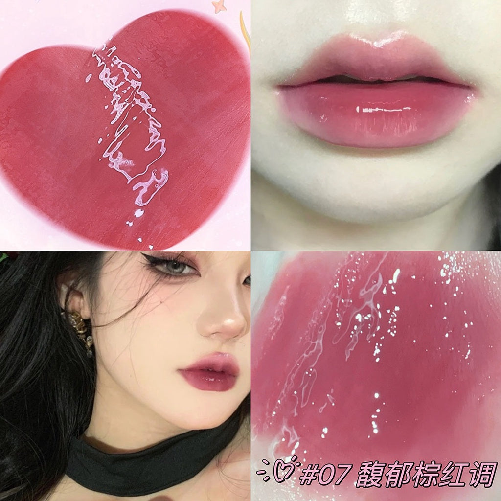 Cappuvini Lip Gloss Mirror Surface Purple Circular Tube Lip Glaze Moisturize Moisturizing Water Proof Lipstick