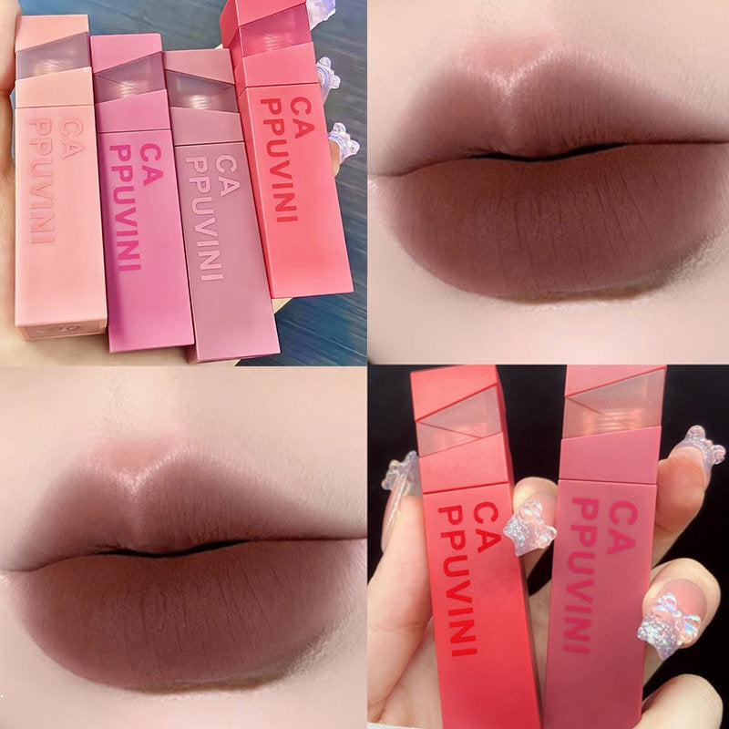 Cappuvini Lip Gloss Velvet Matte Water Proof Lasting Not Easy To Fade Red-brown Lipstick