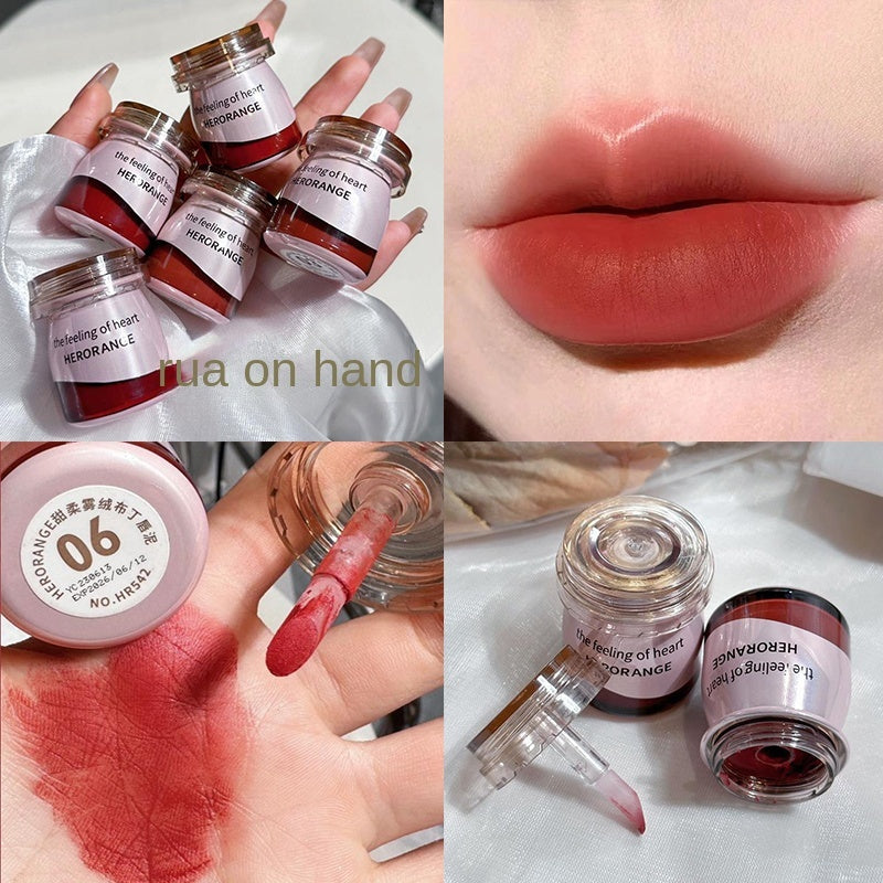 HERORANGE Canned Lipstick Pudding Matte Velvet Moisturize Water Proof Lasting Can Be Used for Blush Lip Gloss