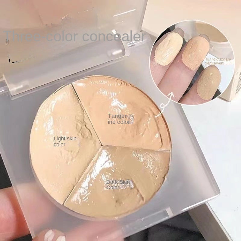 Kakashow Tricolor Concealer Brighten Water Proof Nature Covering Spot Dark Circles Concealer