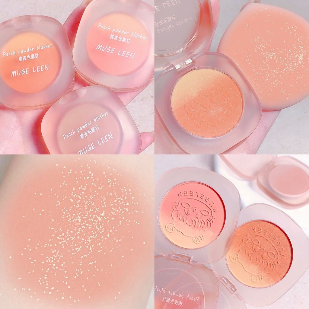 Mugeleen Blush Peach Color Nature Matte Sparkling Colorful Water Proof Lasting Blusher