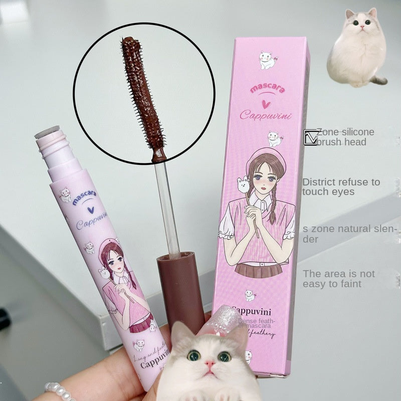 Cappuvin Little Girl Mascara Curl Lengthening Brown Beautiful Makeup Long-wearing Volumizing Water Proof Lasting Mascara