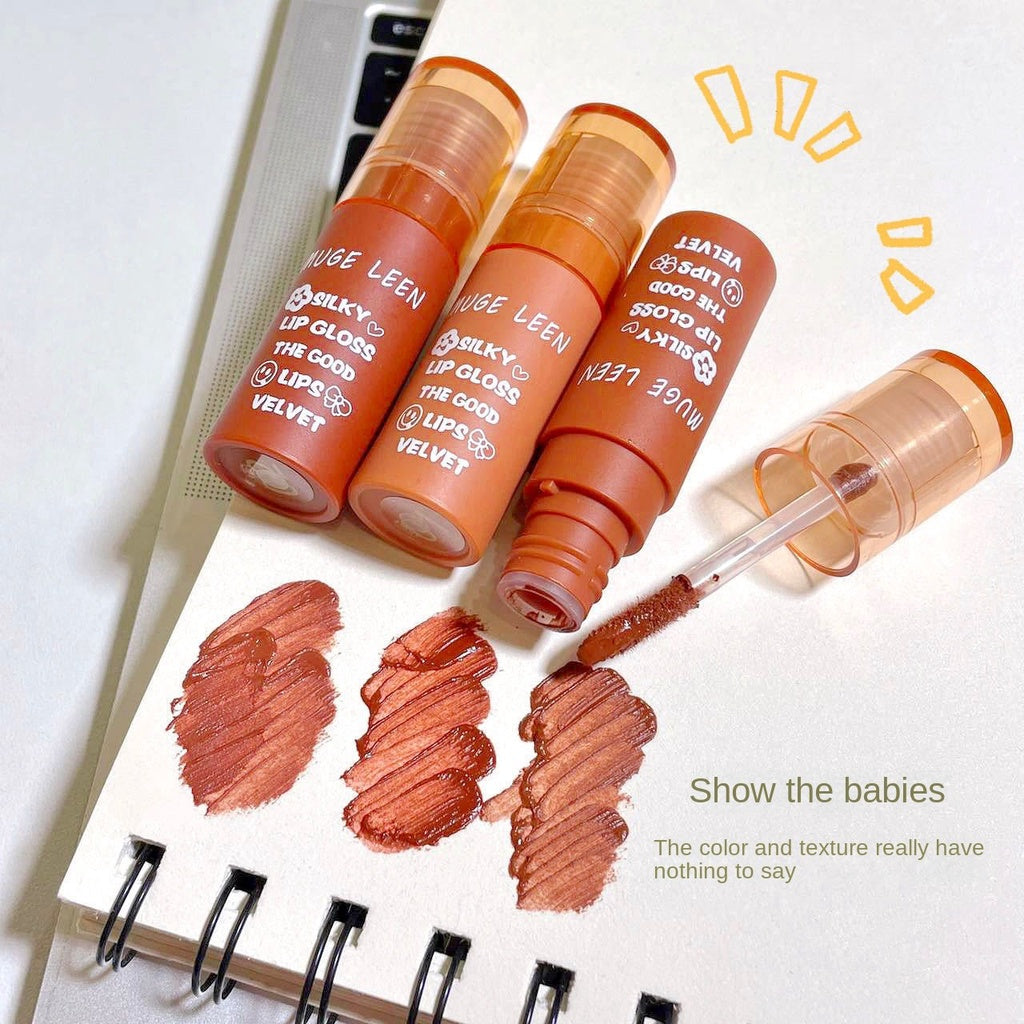 MUGE LEEN Cute Round Tube Lip Glaze Velvet Matte Non Stick Cup Does Not Fade Water Proof Lasting Lipstick Set