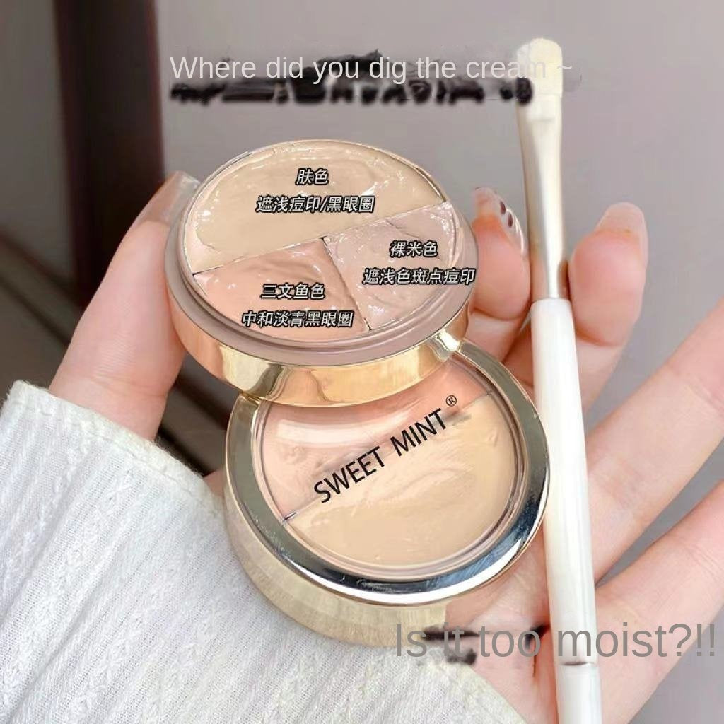 SWEETMINT Tricolor Concealer Moisturize Moisturizing Lasting Water Proof Cover Up Dark Circles Acne Marks Spots Nasolabial Law Pattern Brighten Concealer