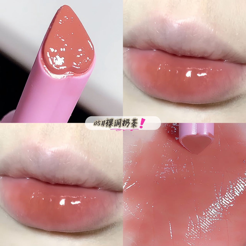 SWEET MINT Heart -shaped Lipstick Mirror Surface Moisturize Moisturizing Water Proof Lasting Not Easy To Fade Lip Gloss