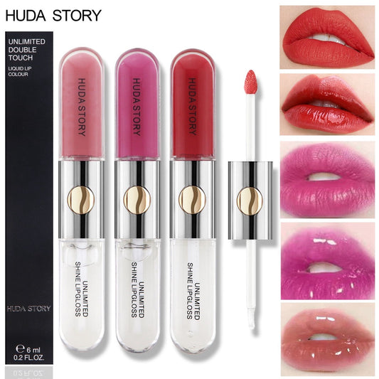 Double Head Lip Gloss Lip Oil Moisturize Moisturizing Water Proof Lasting Lipstick