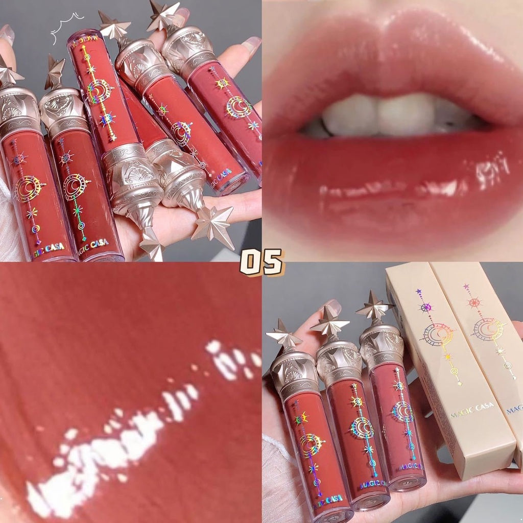 MAGIC CASA Little Stars Mirror Surface Lip Gloss Moisturize Lasting Not Easy To Fade Fast Film Formation Lip Gloss