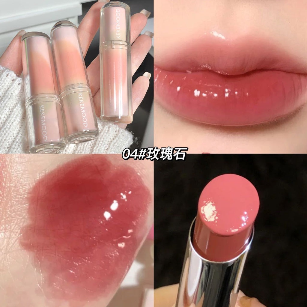 Kekemood Lipstick Colored Round Tube Mirror Surface Moisturize Moisturizing Water Proof Lasting Nature Lip Gloss