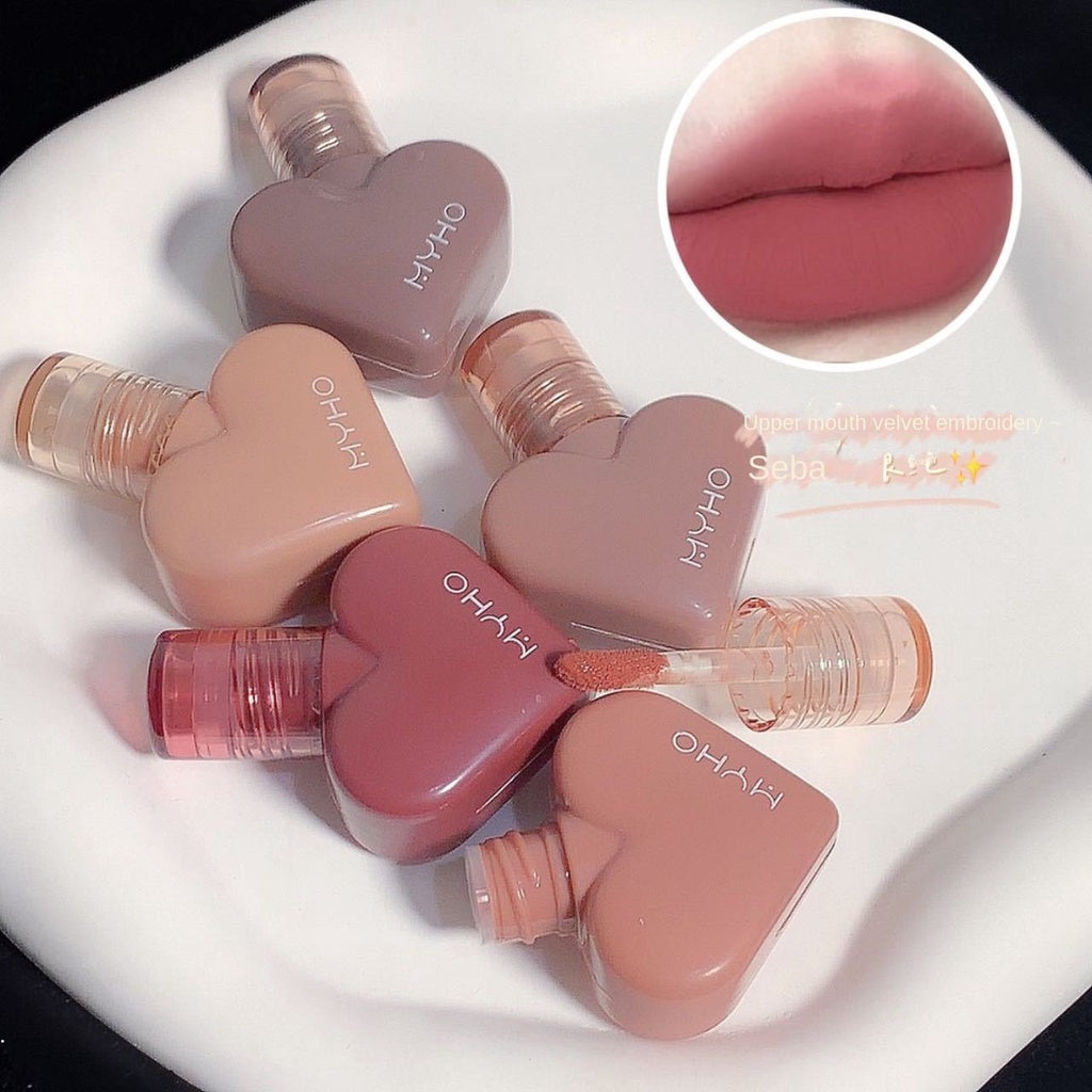 MyHo Heart -shaped Lipstick Velvet Matte Water Proof Not Sticking Cup Not Easy To Fade Heart -shaped Lip Gloss