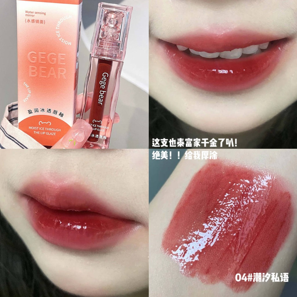 Cute and Transparent Bear Lip Gloss Mirror Surface Moisturize Moisturizing Water Proof Lasting Not Easy To Fade Lipstick