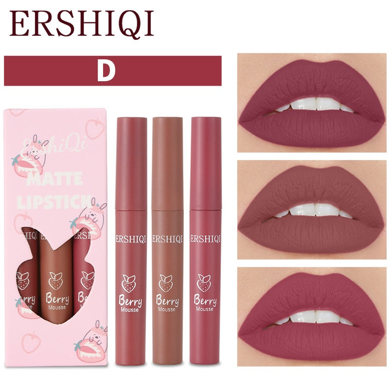 Ershi Qi Lip Gloss Matte Waterproof Not Easy To Fade Lasting Moisturizing Liquid Lipstick