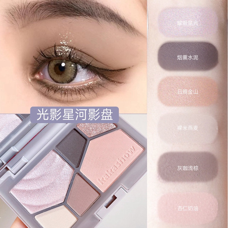 Kakashow ~ Eye Shadow Highlight Brighten Eye Shining Pearlescent  Matte Water Proof 6 Color Eye Shadow Plate