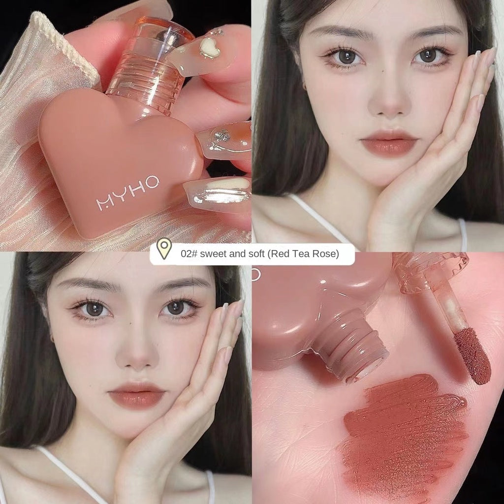 MyHo Heart -shaped Lipstick Velvet Matte Water Proof Not Sticking Cup Not Easy To Fade Heart -shaped Lip Gloss