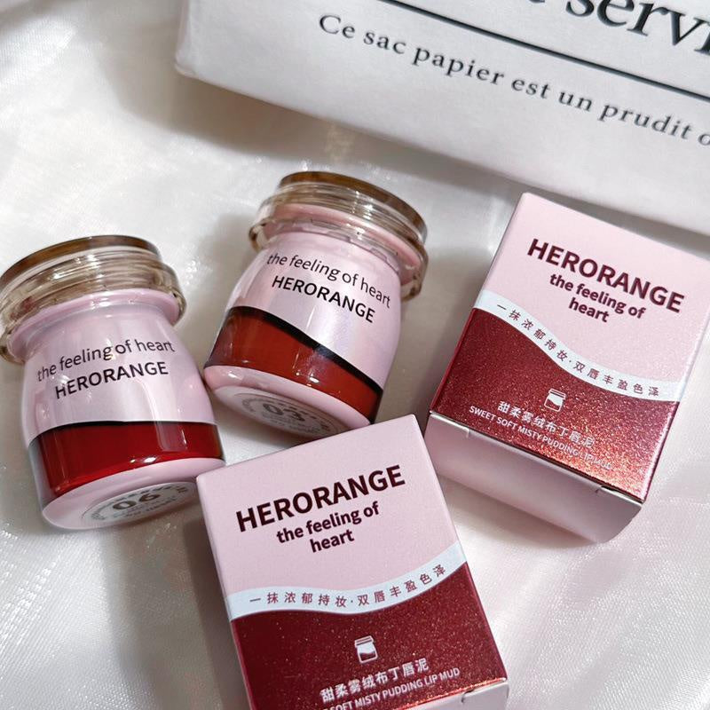 HERORANGE Canned Lipstick Pudding Matte Velvet Moisturize Water Proof Lasting Can Be Used for Blush Lip Gloss