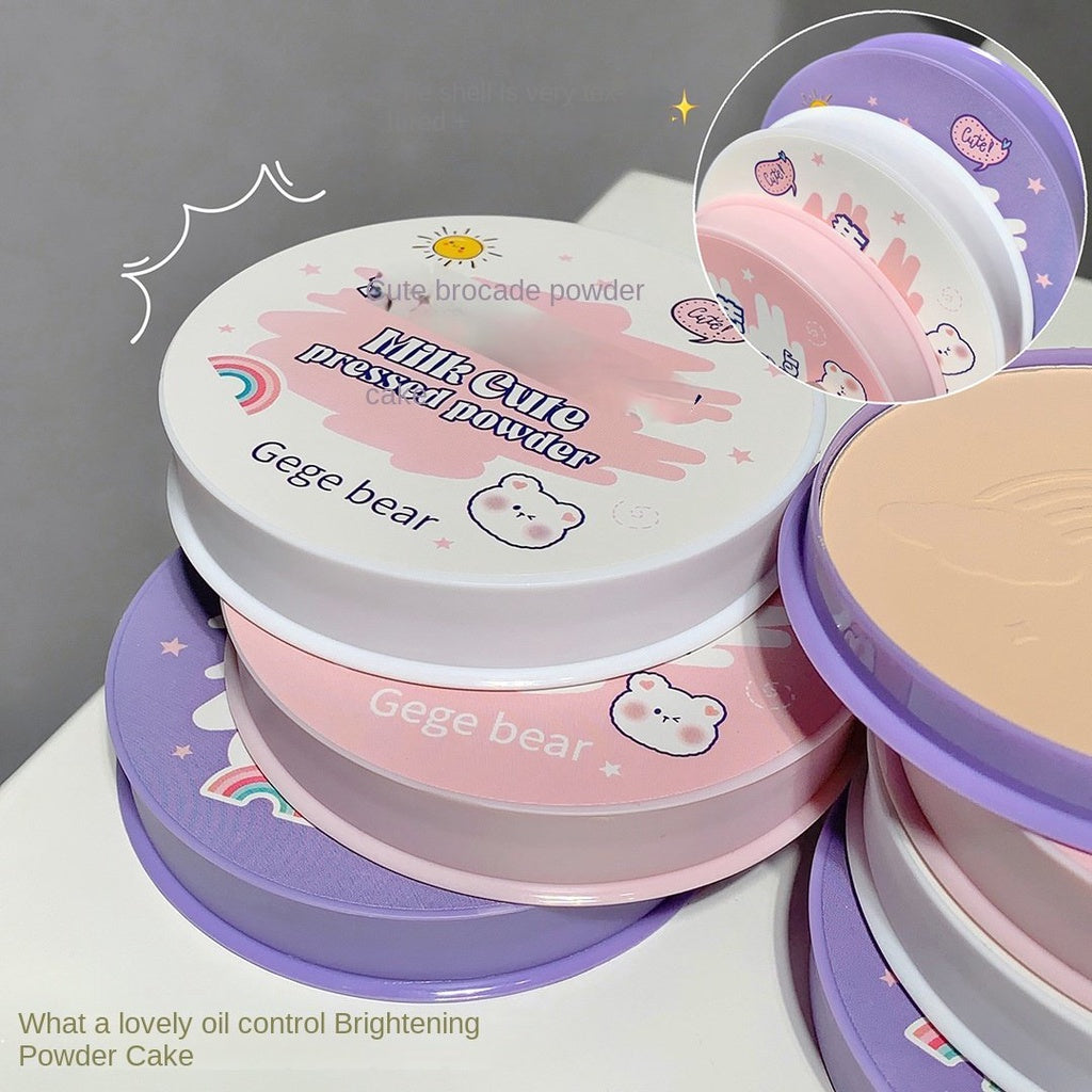 Gege Bear Cute Bear Pressed Powder Water Proof Concealer Moisturizing Makeup Setting Powder Nature Lasting Durable Powder