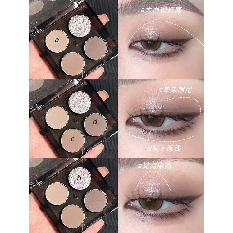 Kobeleen Lace Four -color Eye Shadow Palette Pearlescent Matte Water Proof Glittering High -level Eye Makeup Eye Shadow