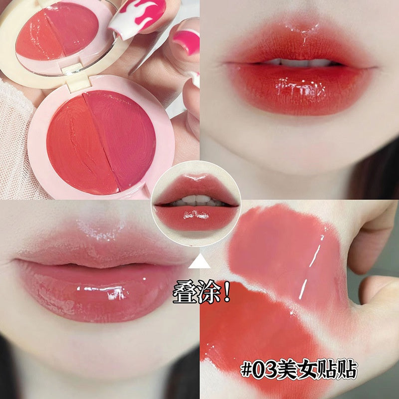 Cappuvini Dual -color Lip Gloss Moisturize Mirror Surface Water Proof Lipstick Containing A Brush